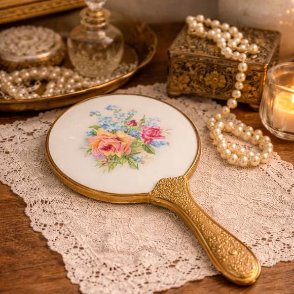 Elegant Gold Handheld Mirror